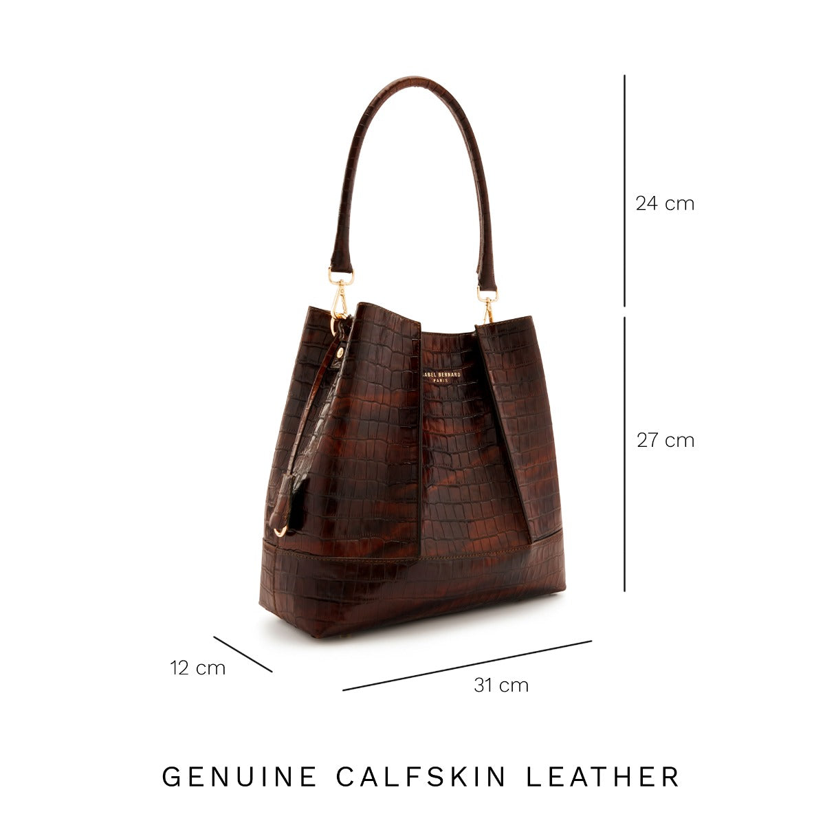 Isabel Bernard Femme Forte Macie Croco Brown Calfskin Leather Handbag IB25074-230