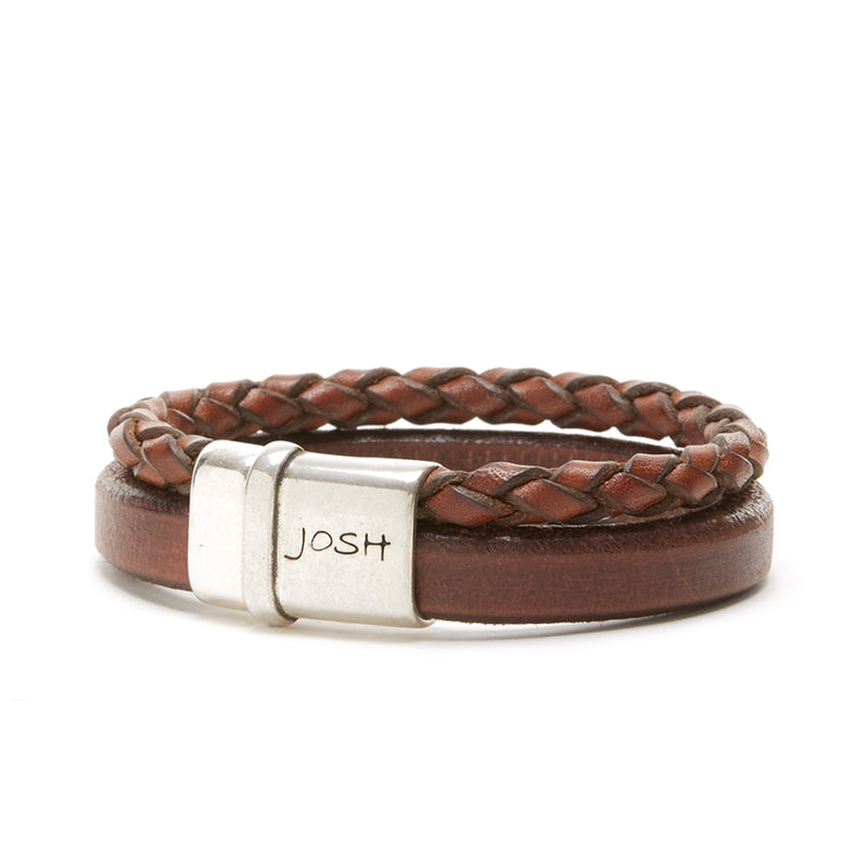 Josh Cognac Armband 09110-BRA-COGNAC-M (Lengte: 20.50 cm)-zoom-