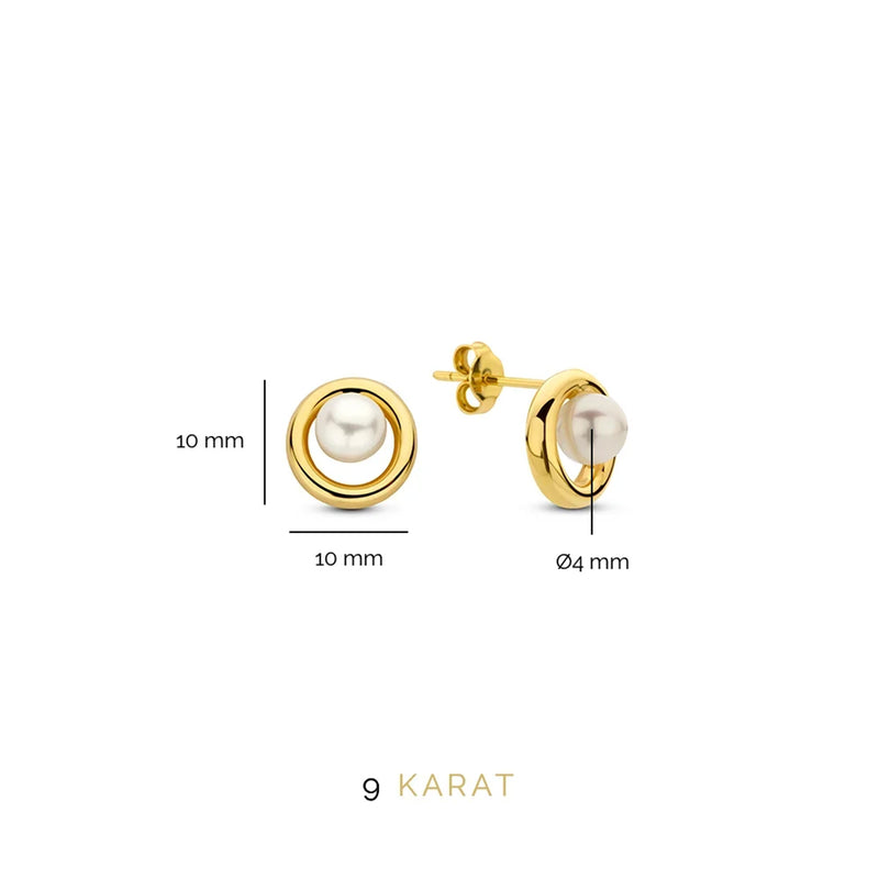 Beloro Jewels Monte Napoleone Perla 9 Karaat Oorknoppen BO360039-zoom-