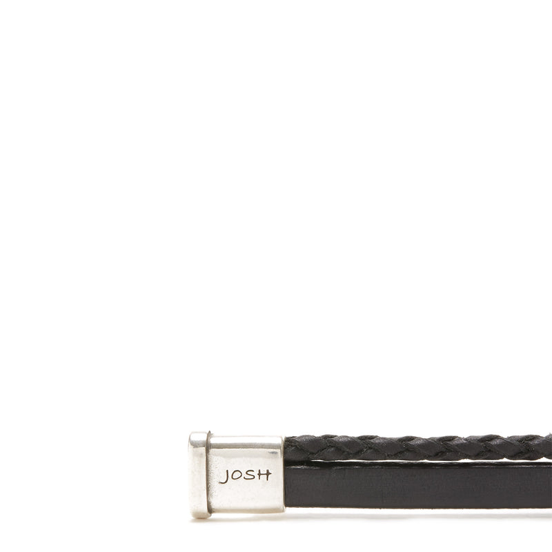 Josh Silver Black Armband 09110-BRA-BLACK-L (Lengte: 23.00 cm)-zoom-
