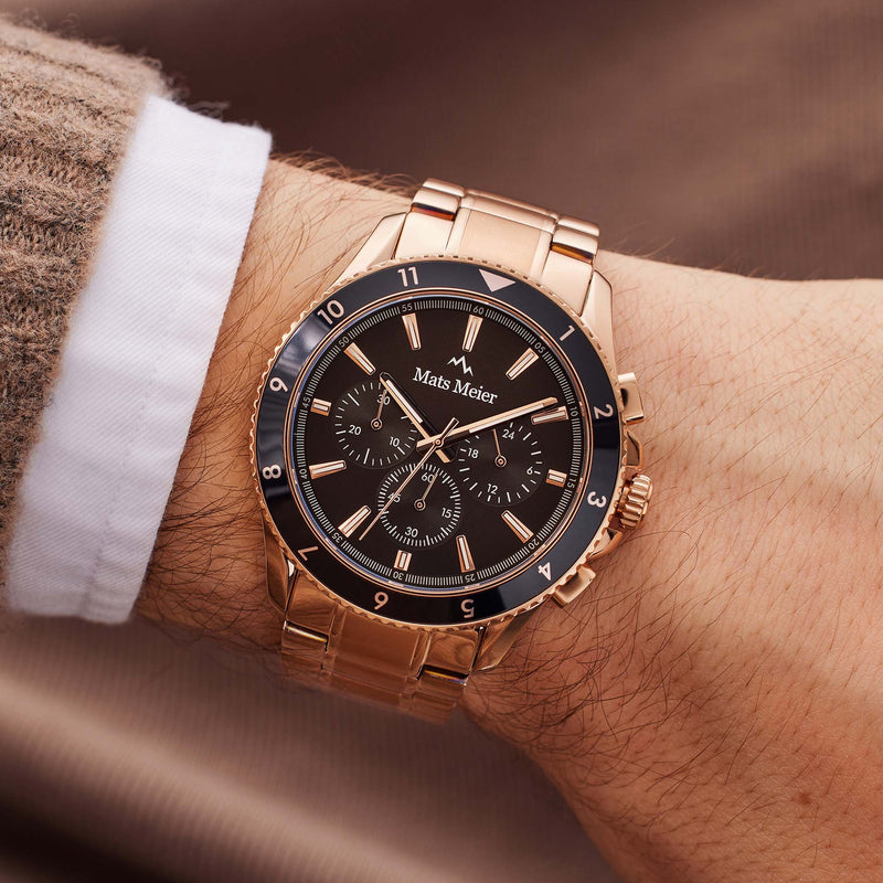 Mats Meier Ponte dei Salti Chronograaf Herenhorloge Rosé Goudkleurig en Zwart MM00510-zoom-