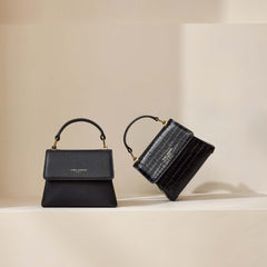 Isabel Bernard Femme Forte Heline croco Black Leather Handbag made of Calfskin IB21037