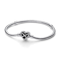 Pandora Moments 925 Sterling Silver Sparkling Infinity Heart Clasp Bracelet 592645C01-21