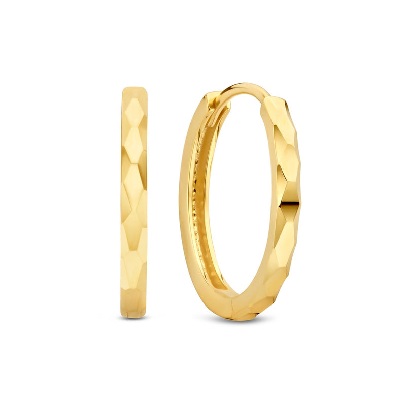 Beloro Jewels Quadrilatero d'Ora Marina 9 karaat oorringen met diamond cut BO360091-zoom-
