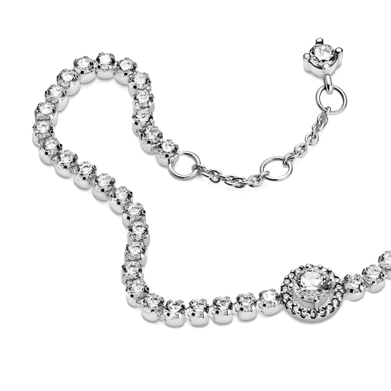 Pandora Timeless 925 Sterling Silver Sparkling Halo Tennis Bracelet 599416C01-16-zoom-