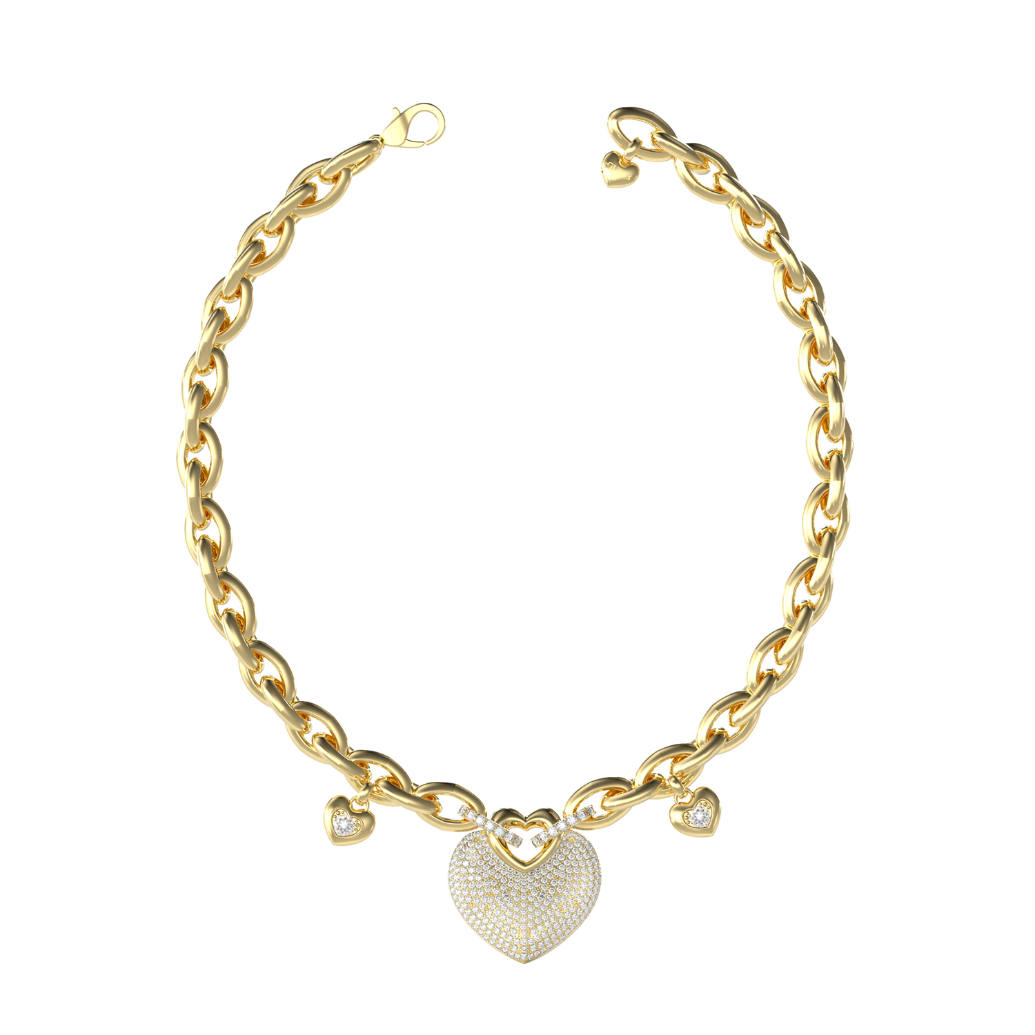 Guess Crazy In Love Gold Necklace JUBN05205JWYGT-U