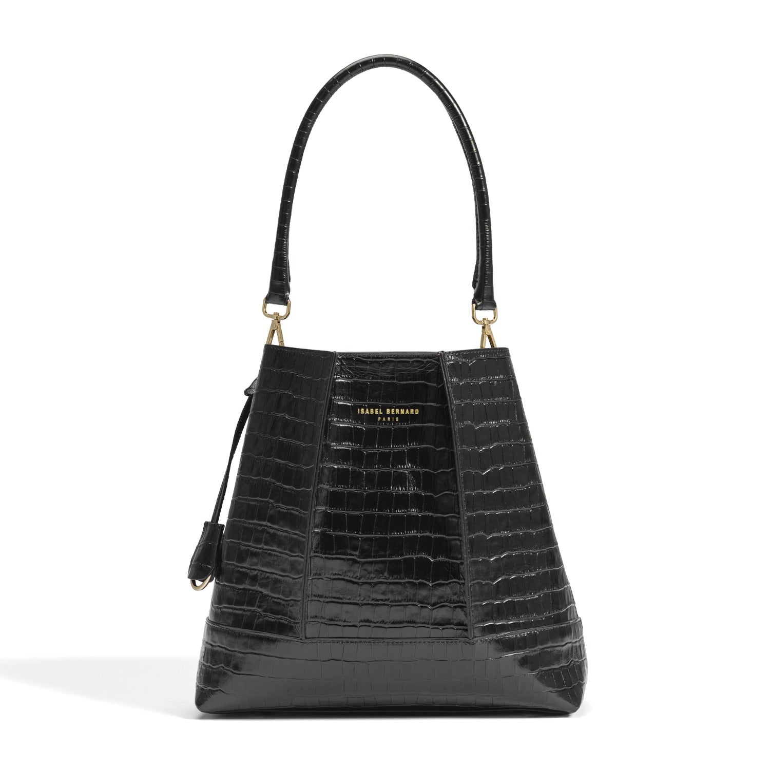 Isabel Bernard Femme Forte Macie Croco Black Calfskin Leather Handbag IB25074-201