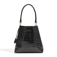 Isabel Bernard Femme Forte Macie Croco Black Calfskin Leather Handbag IB25074-201