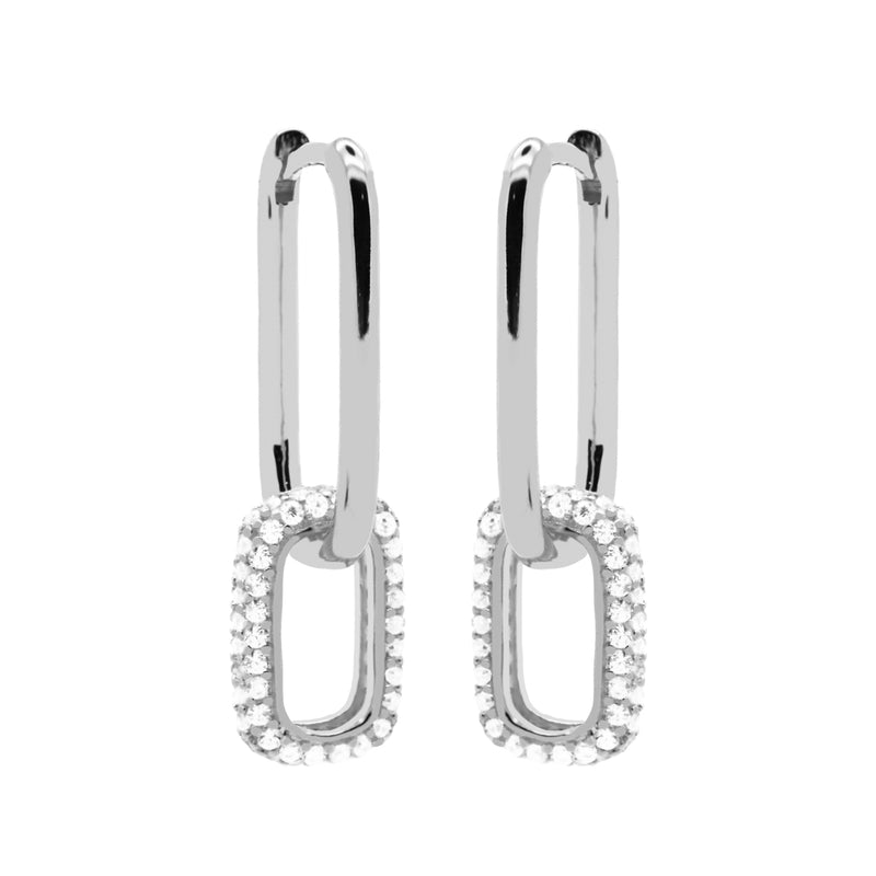 Karma 925 Sterling Silver Zirconia Densely Hoop Earrings H232S-zoom-