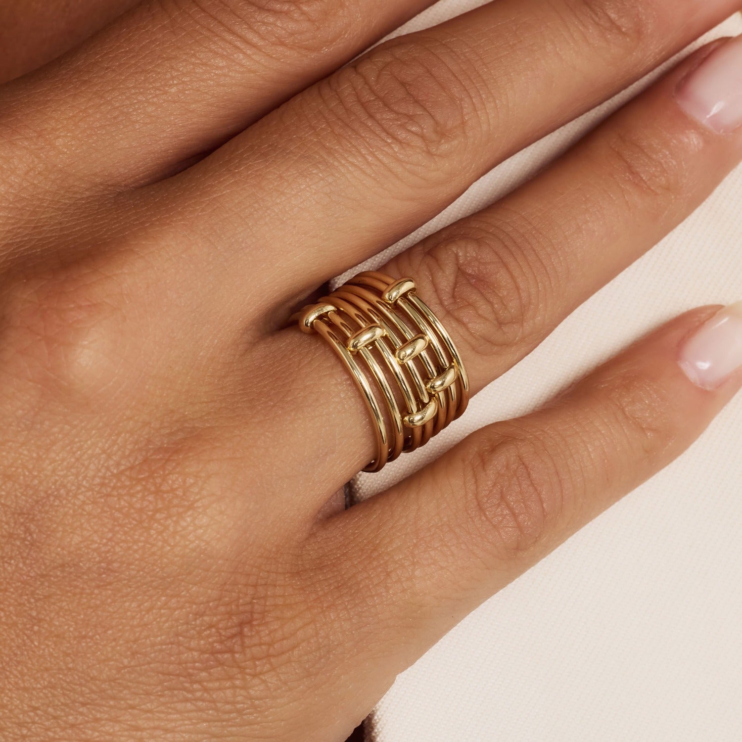 Isabel Bernard Cour d'Honneur Adora 14 karat golden 7-piece multiring ib330104-54