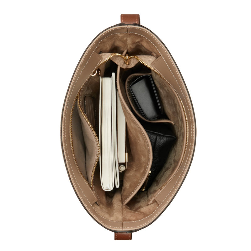 Isabel Bernard Honoré Lora Taupe Leren Schoudertas van Kalfsleer IB25085-378-zoom-