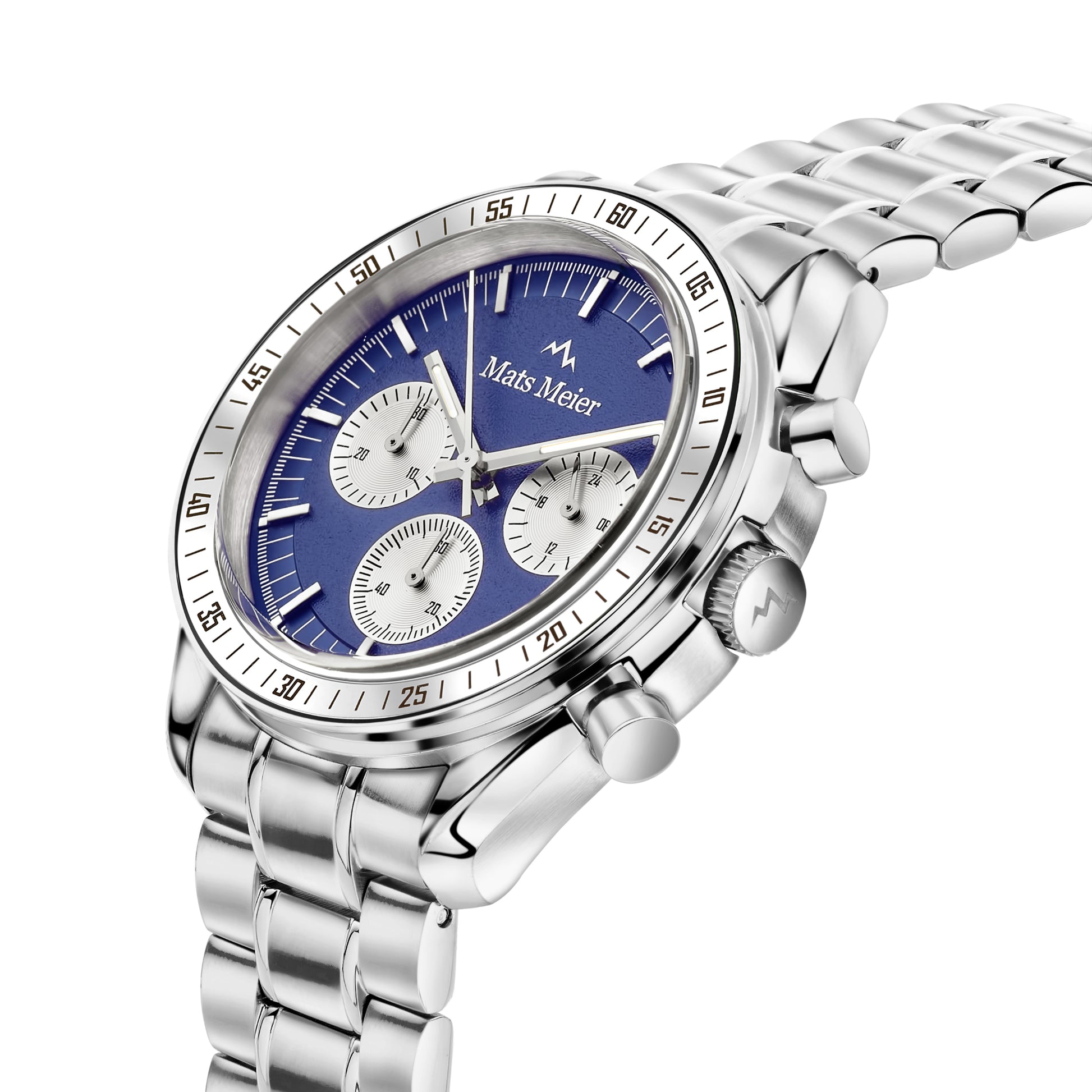 Mats Meier Arosa Racing Chronograph Men'sWatch Silver-coloured and Blue MM50014