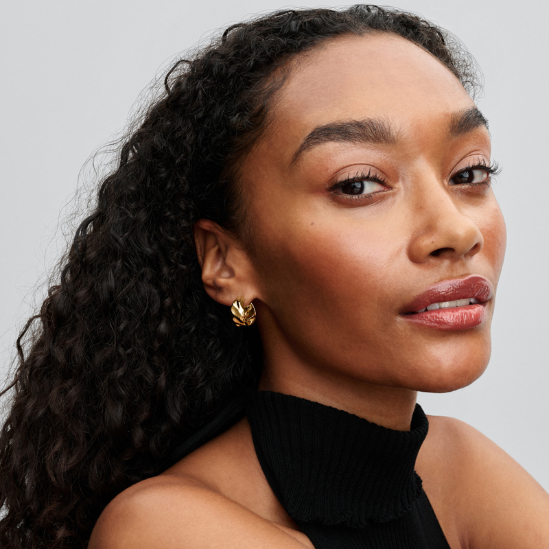 Pandora Essence Gold Plated Rippled Hoop Earrings 263874C00-zoom-