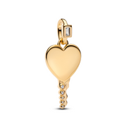 Pandora Moments Gold Plated Engravable Heart Key Shaped Pendant 364353C01