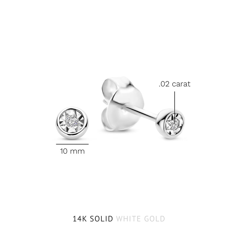 Isabel Bernard De La Paix Inaya 14 Karaat Witgouden Oorknoppen | Diamant 0.02 ct | IBD360023-zoom-