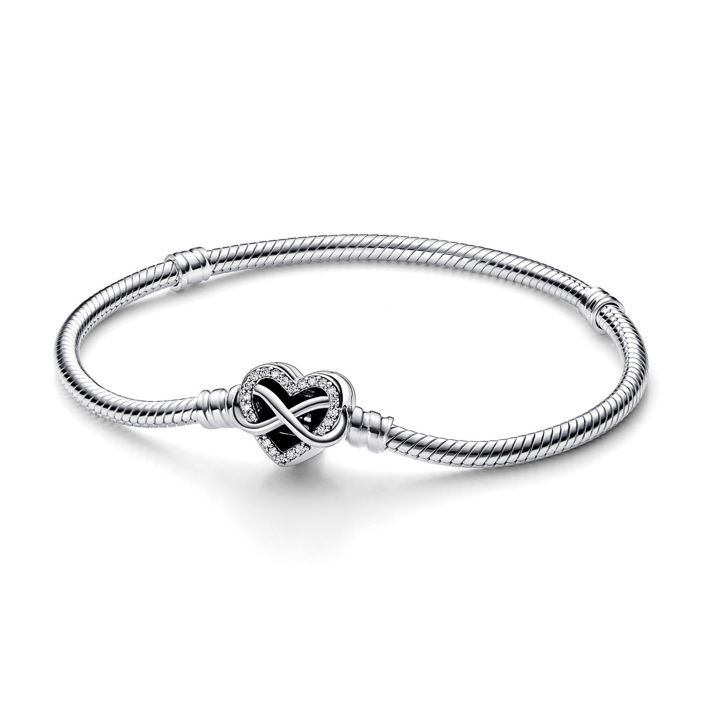 Pandora Moments 925 Sterling Silver Sparkling Infinity Heart Clasp Bracelet 592645C01-20