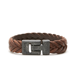 Josh Vintage Black-Brown Armband 24832-VB-BROWN-M (Lengte: 21.00 cm)