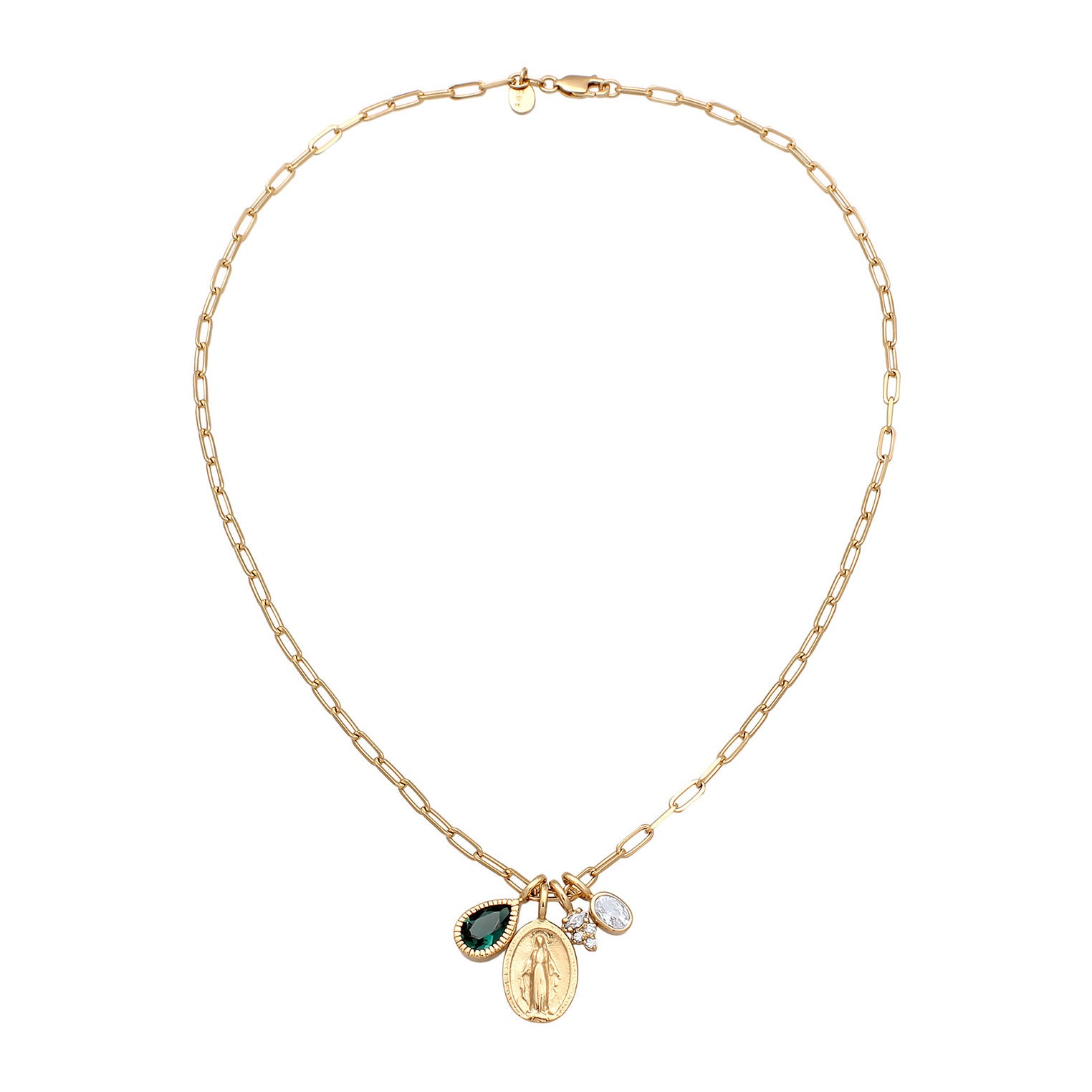 Elli 925 Sterling Silver Necklace Gold plated with Quartz 2004-BF-0008133-001