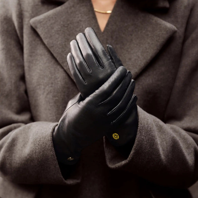 Isabel Bernard Honoré Eleanor Zwarte goatskin Leren gloves IB67000-301--zoom-