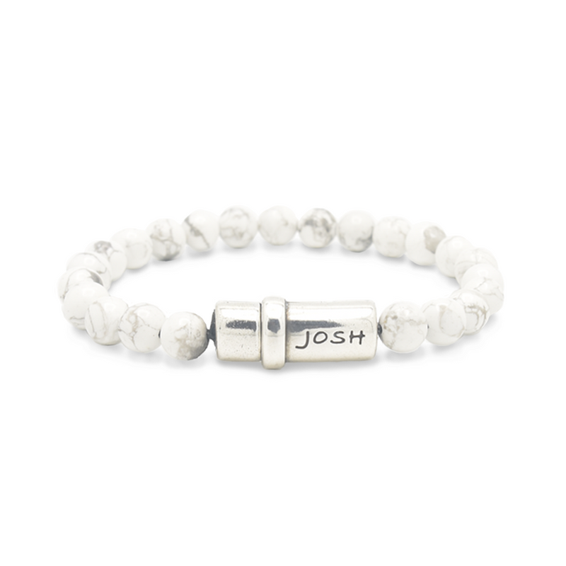 Josh White Natural Stone Bracelet 09285SL/WHIT/LME-zoom-