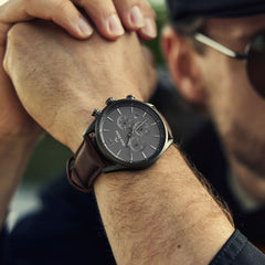 Mats Meier Grand Cornier Chrono Gunmetal/DonkerBrown Watch MM00104