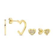 Beloro Jewels Regalo d'Amore 9 karaat gouden oorbellen set met hart BO90051