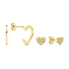 Beloro Jewels Regalo d'Amore 9 karat gold earring set with heart BO90051