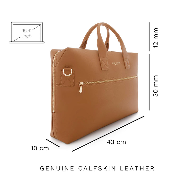Isabel Bernard Honoré Anique Camel Kalfsleren Handtas IB25062-zoom-