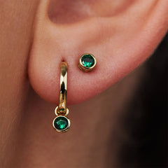 Violet Hamden Venus 925 Sterling Silver Gold-coloured Hoop Earrings with Birthstone VH360015-MAR