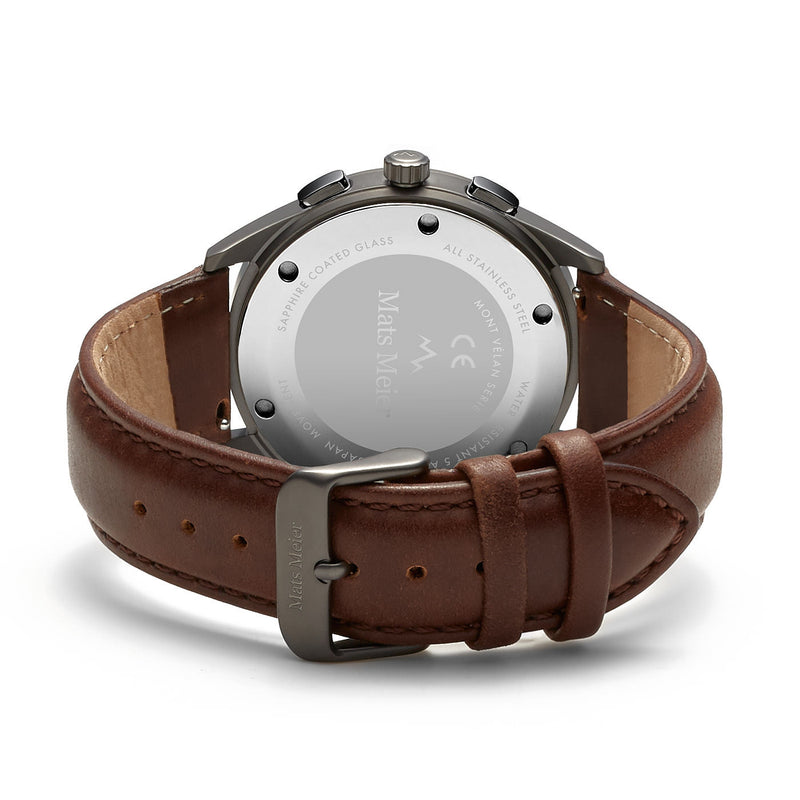 Mats Meier Mont Vélan Chrono Grijs/Bruine Horloge MM10005-zoom-