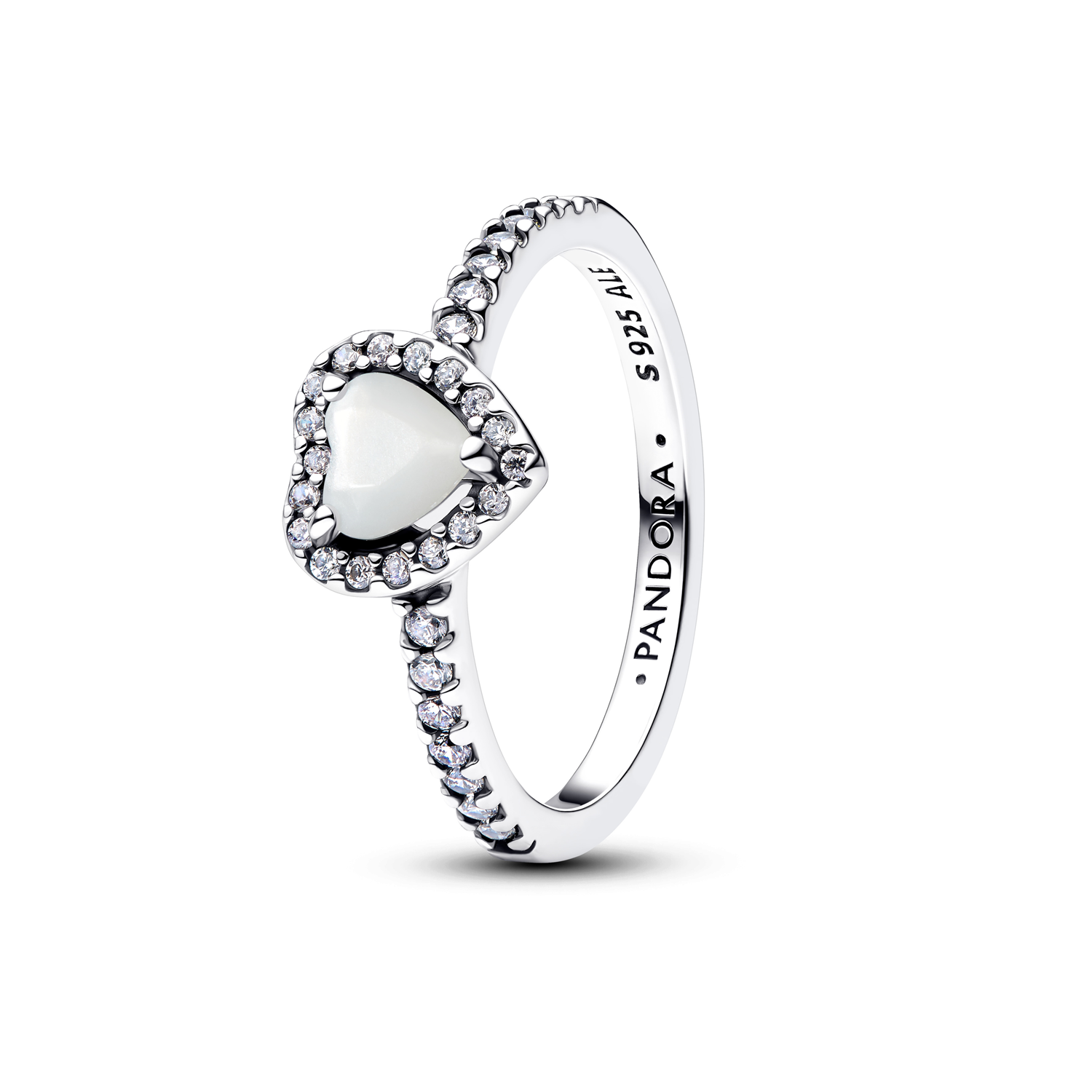 Pandora Timeless 925 Sterling Silver Elevated White Heart Ring 198421C11-50