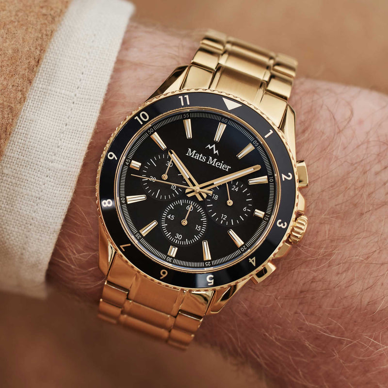 Mats Meier Ponte dei Salti Chronograaf Herenhorloge Goudkleurig en Zwart MM00509-zoom-