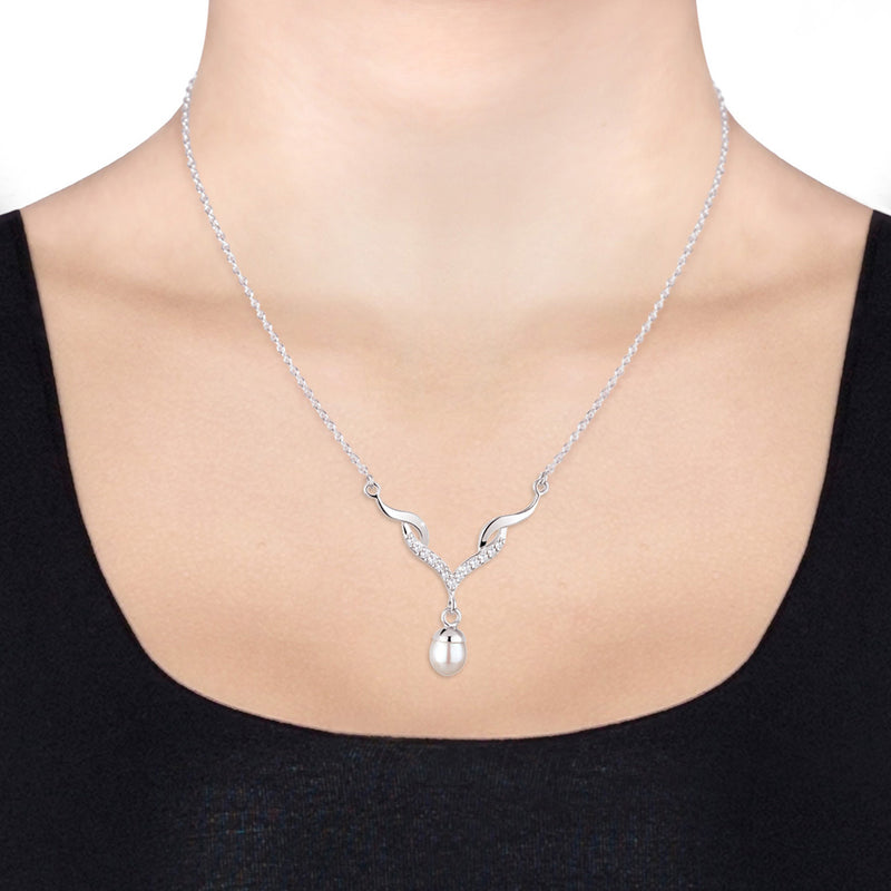 Elli 925 Sterling Silver Pearl Necklace with Zirconia 2004-BF-0007983-001-zoom-