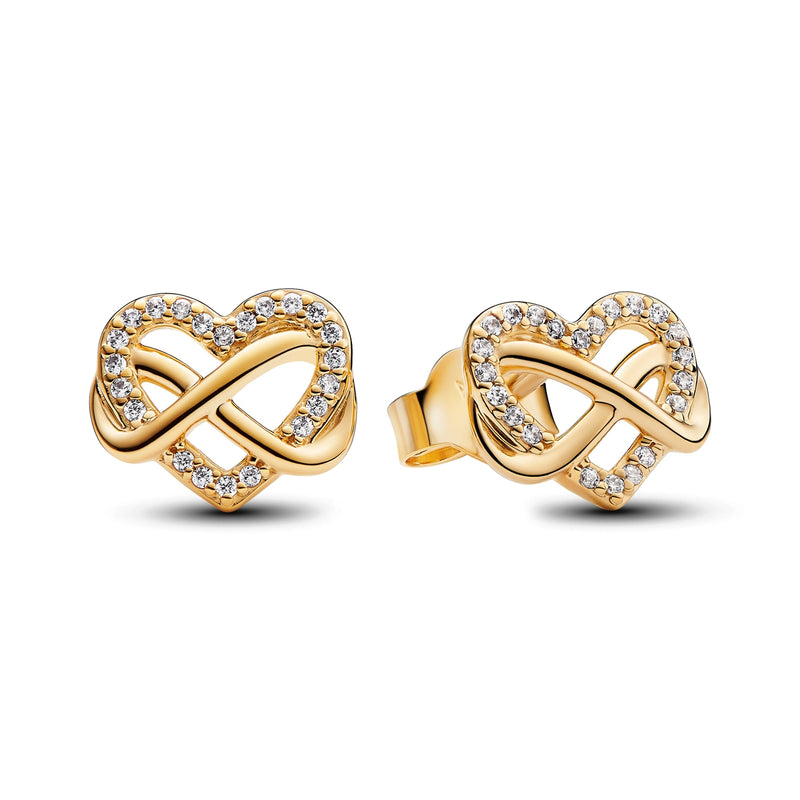 Pandora Moments Gold Plated Sprankelende Oneindigheid Hart Oorknoppen 262667C01-zoom-