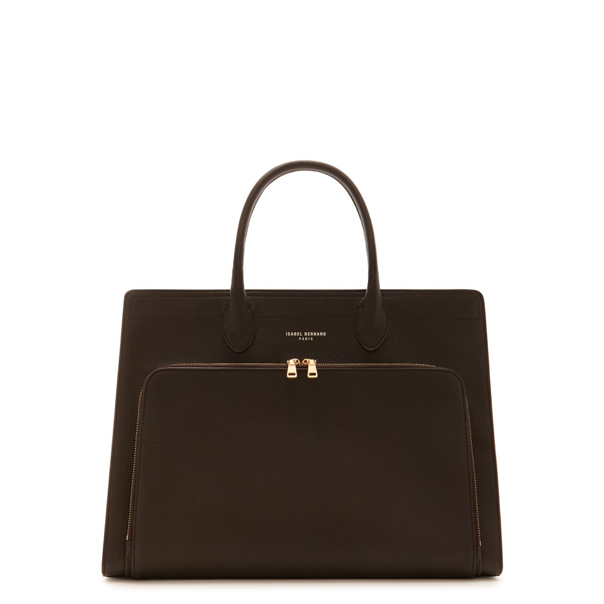 Isabel Bernard Honoré Nadine Brown Calfskin Leather Handbag with Laptop Compartment IB25087