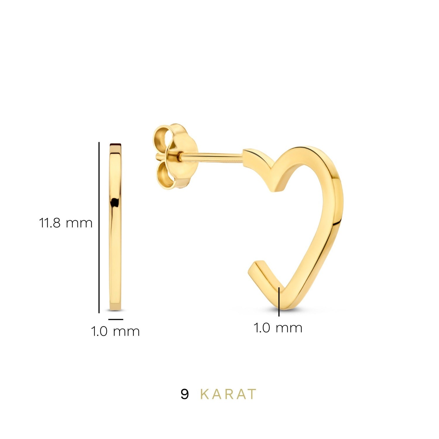 Beloro Jewels Regalo d'Amore 9 karat gold earring set with heart BO90051
