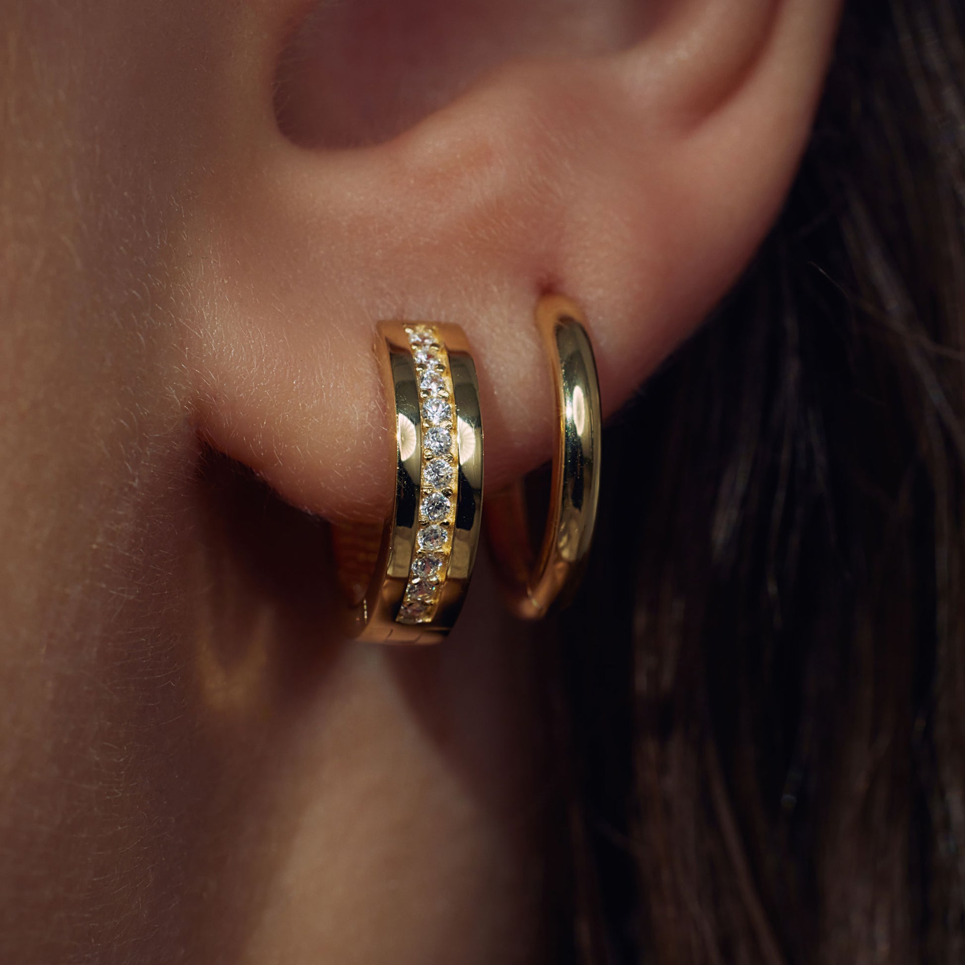 Parte Di Me Ponte Vecchio Santa Trinita 925 sterling Silver gold plated Hoop Earrings PDM36107