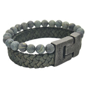 Josh Vintage Green Leather Bracelet 24966-BRA-VB/GREEN/M