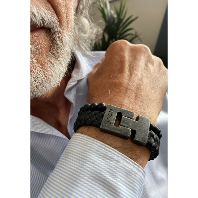 Josh Vintage Black Bracelet 24966-BRA-VB/BLACK/L-zoom-