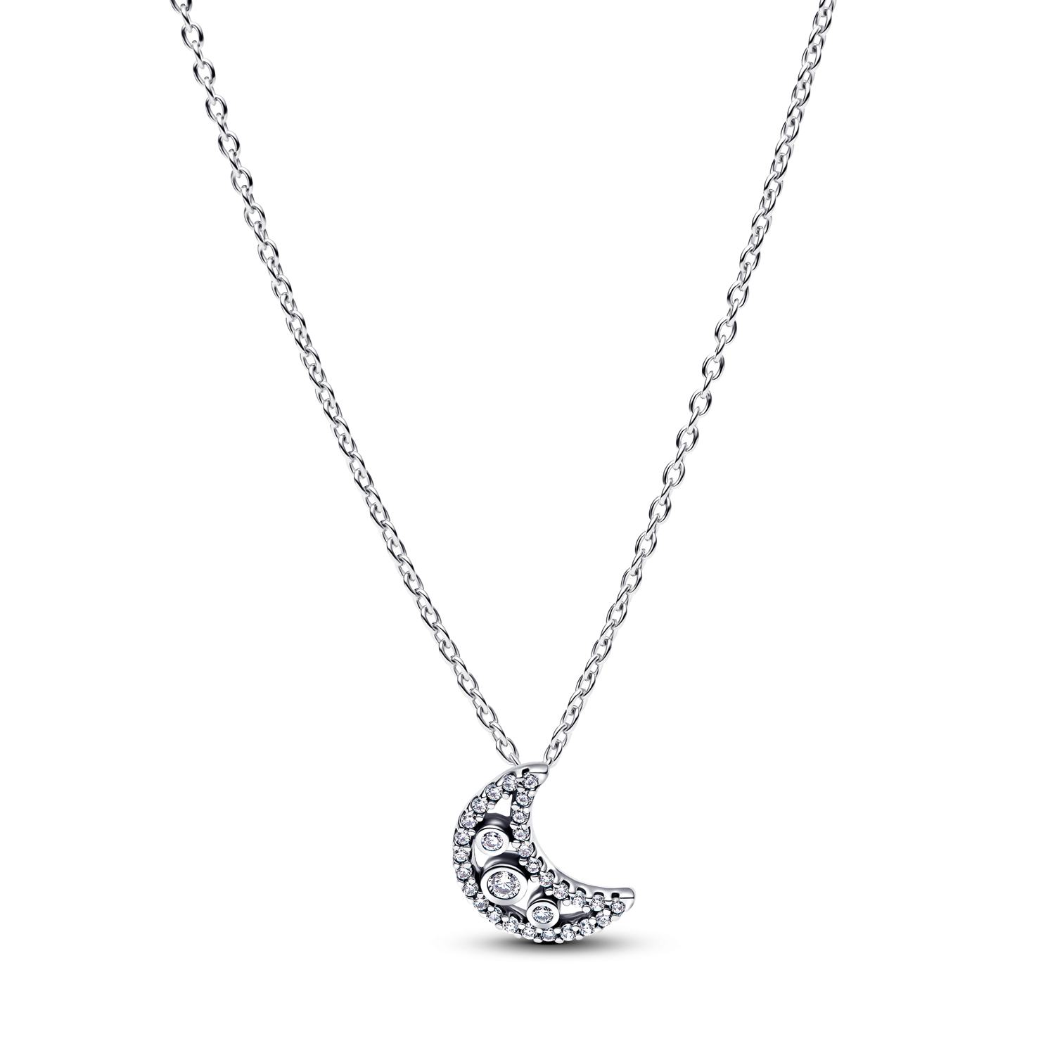 Pandora Moments 925 Sterling Silver Crescent Moon Pendant Necklace 394259C01-50