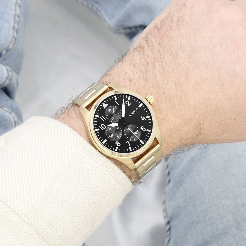 OOZOO Timepieces Goud en Zwart Herenhorloge C11507-zoom-