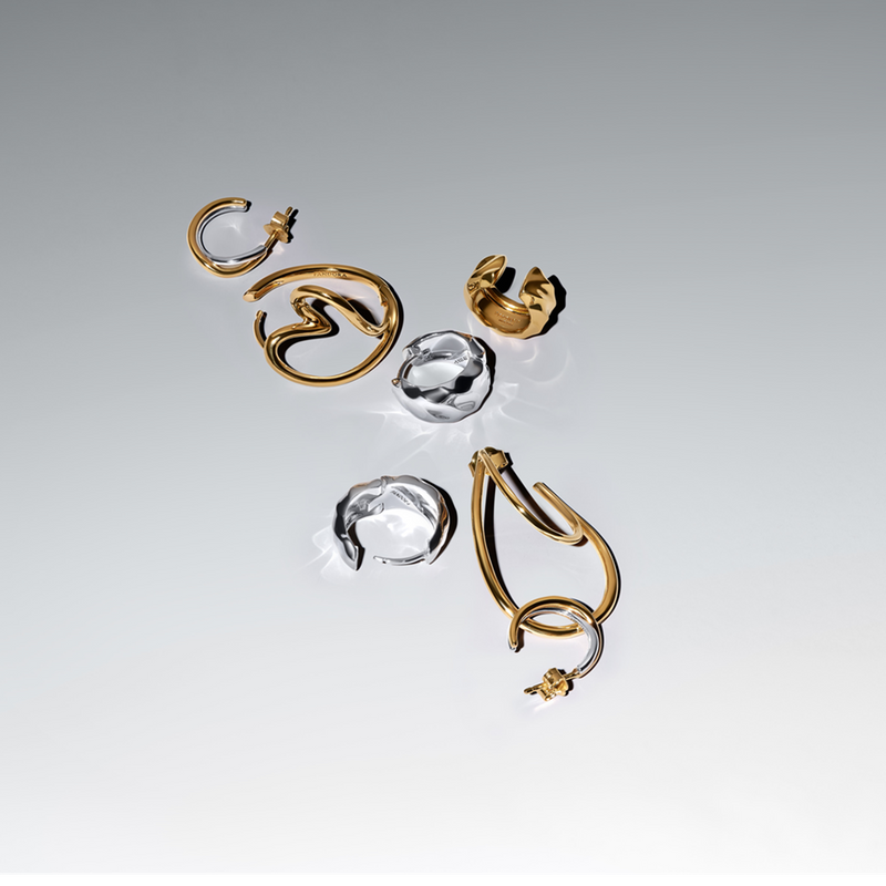 Pandora Essence Gold Plated Organisch Gevormde Tweekleurige Oorringen 263880C00-zoom-