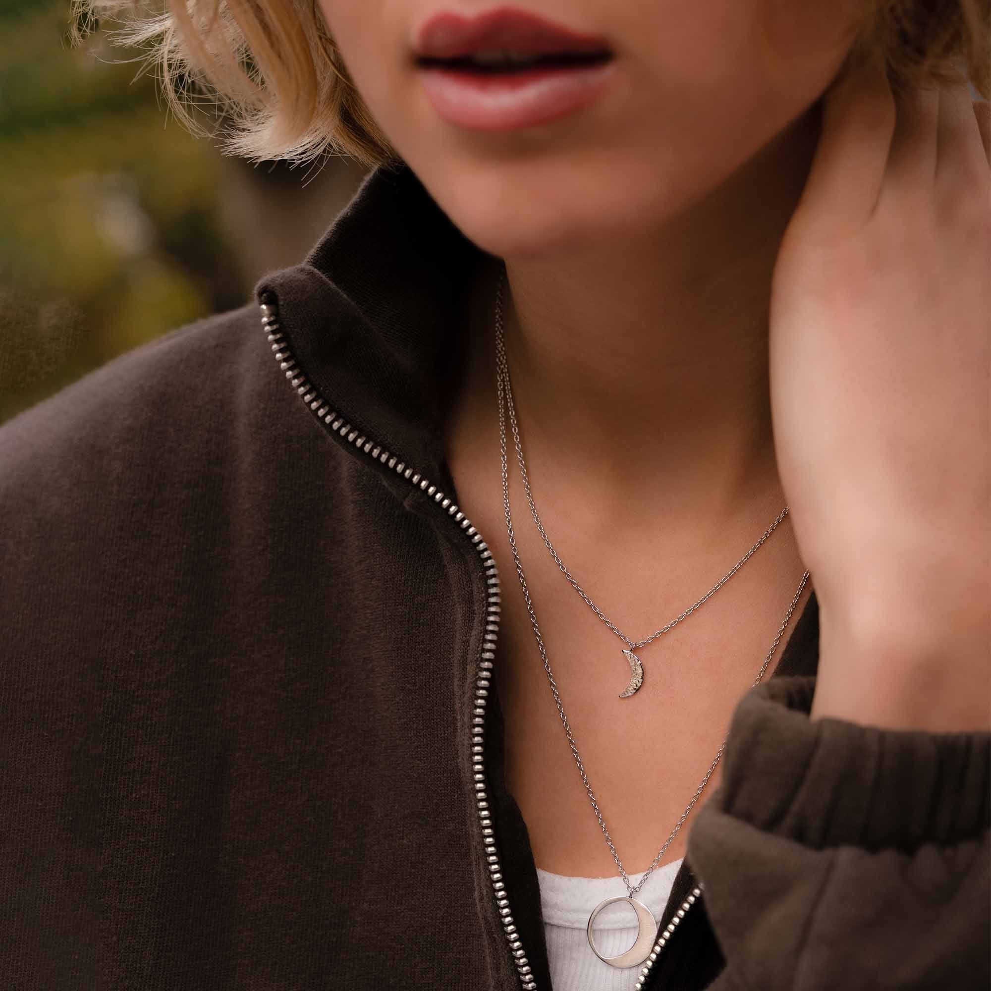 Violet Hamden Luminous Luna Silver Necklace VH10104 (Adjustable between 40-50 cm)