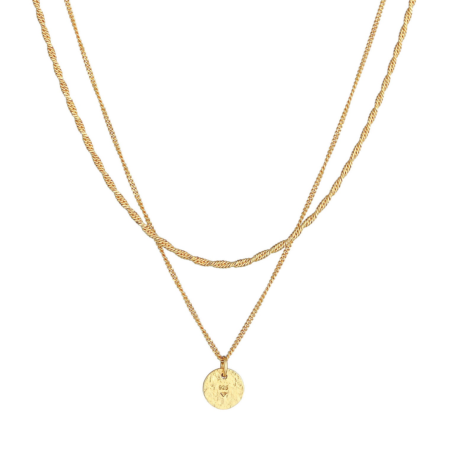 Elli 925 Sterling Silver Layered Link Chain Necklace 2004-BF-0008187-001