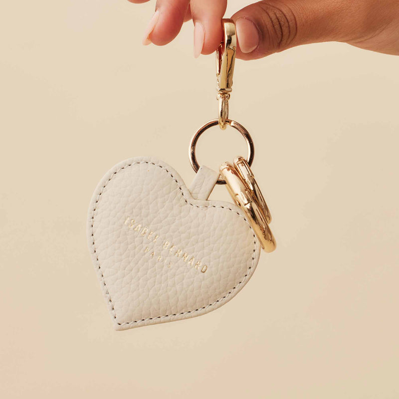 Isabel Bernard Honoré Faye Crème Kalfsleren Hart Sleutelhanger IB66001-070-zoom-
