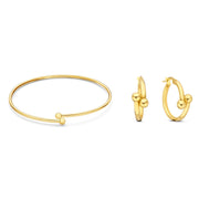 Isabel Bernard Cadeau d'Isabel 14 karaat gouden bangle en oorringen giftset IB90179