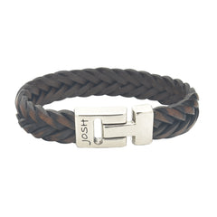 Josh Zwarte Leren Armband 24001-bra-S/MELBLACK/L