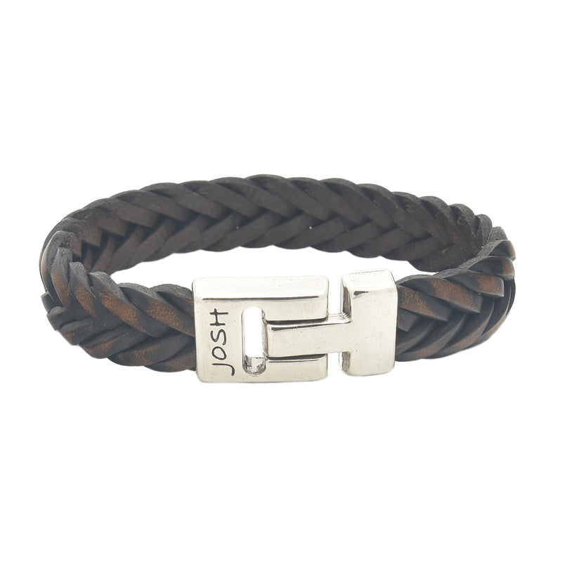Josh Zwarte Leren Armband 24001-bra-S/MELBLACK/L-zoom-