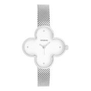OOZOO Timepieces Silver and White Clover Women's Watch C11525