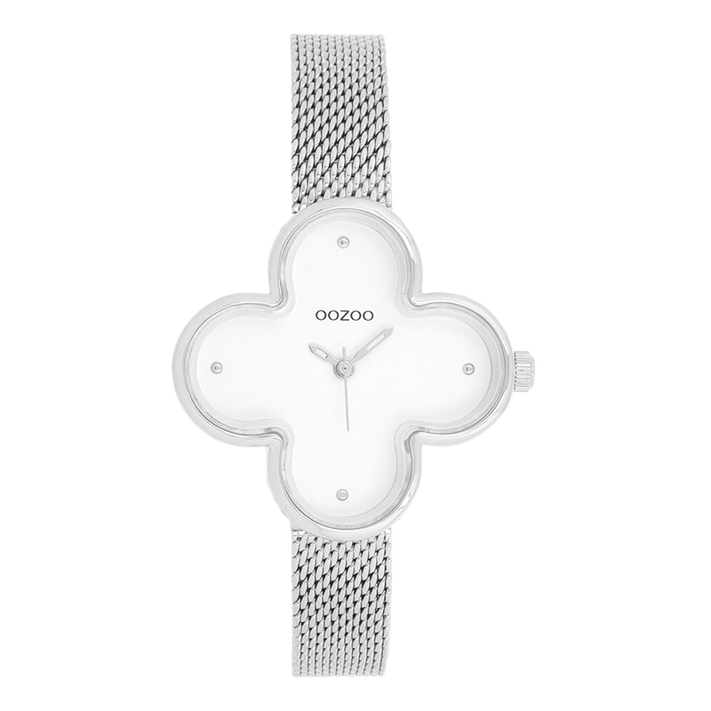 OOZOO Timepieces Silver and White Clover Women's Watch C11525-zoom-
